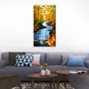 Handmade Landscape Art on Canvas Autumn Stream Vibrant Street Artwork Painting Home Decor