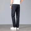 Jeans da uomo Suimmer Cool Thin Fashion Korean Men Black 2023 Business Casual Pantaloni in denim larghi dritti Abiti di marca