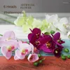 Fleurs décoratives 6 têtes artificielles papillon orchidée maison mariage décoration fausse fleur Phalaenopsis accessoires