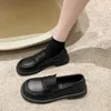 Dress Shoes 2023 Spring And Summer Simple Women's Loafers Casual PU Leather Mary Jane Round Toe Lolita Solid Color