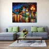 Vibrant Oil Painting Street Landscape After Weekend Handmade Canvas Art Contemporary Loft Decor