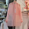 Dames Blouses Dames Doorzichtige Lovertjes Zonbescherming Roze Shirts 2023 Zomer Streetwear Damesmode Halflange Tops En