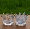 Crystal Glass Crown Shaped Votive Tea Light Candle Holder Crafted Smycken Organisera plattan Creative Ashfray Home Gold Purple Wedding Decoration DHL