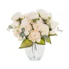 Fleurs séchées en soie Rose artificielle mariage décoration de la maison haute qualité pivoine blanc Bouquet décor de noël fausse fleur