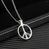 Pendant Necklaces Stainless Steel Round Circle Of Peace Sign Symbol Necklace Jewelry Gift For Him With Chain