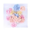 Couronnes De Fleurs Décoratives Simated Tête D'hortensia Incroyable Colorf Fleur Pour La Fête De Luxe Soie Artificielle Diy Décoration Dr Dhplq