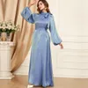 Vestidos Casuais Básicos Verão Vestido Maxi Brilhante Decote Manga Bufante Abaya Dubai Roupas Festa Noite Roupas Muçulmanas Islâmicas Turco Modéstia 230613