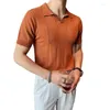 Polo da uomo Camicie POLO stile britannico Uomo Maglia manica corta Tinta unita Risvolto Business Casual Top 2023 Abbigliamento sociale estivo