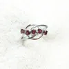 Cluster Rings Natural Garnet Ring Five Inlaid Cool Shape Adjustable Size Suitable For Women Girl