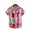 Mens Casual Shirts Summer Brand Loose Flamingo Hawaiian Male Style Trend Fashion 3D Print Short Sleeve Social Beach Blouses T 230614