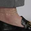 Ankletter Wesparking smycken för kvinnor Guld/platina pläterad zirkon Anklet Set 2023 år Trend Fashion Jewery