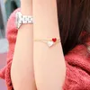 Pulseiras novas fashion baratas oficial corrente vermelho branco coração pulseira para mulheres joias de casamento pulseiras R230614