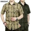 Chemises décontractées pour hommes Chemise d'été pour hommes Chemises décontractées à carreaux Pur coton Lâche Hommes Chemises Chemise militaire Hommes Plus La Taille M-5XL Camisa Masculina 230613