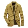 Mäns kostymer Fashion Men's Corduroy Suit Jackets 2023 Spring Autumn Slim Fit Dress for Man Blazer Gift Make Big Size M-4XL