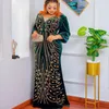 Vêtements ethniques robe de soirée en velours africain femmes luxe diamant perlé Occasion formelle robes longues élégant col en V manches Lantarn robe de bal