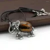 Hänge halsband natursten ädelstenskal djur elefant halsband rose kvarts agat kristall turkois smycken gåva för kvinnor 45x30mm