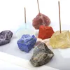 Natural Healing Raw Stone Incense Tray Gems Stick Base Holder doftande plugg Fluorit Amethyst Clear Quartz Fengshui Charms