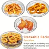 1pc/1set Airfryer-accessoires, drielaagse ronde grill, stoomrek, roestvrijstalen 8-inch stapelbaar rek, keukenaccessoires