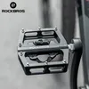 Bike Pedals ROCKBROS Bicycle Pedal Non-Slip MTB Bike Pedals Aluminum Alloy Flat Platform Applicable SPD Waterproof Cycling Accessories 230614