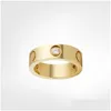 Band Rings 4mm 5mm 6mm Titanium Steel Sier Love Ring Men and Women Rose Gold Jewelry For Lovers Par Gift Drop Delivery Dhmei