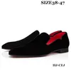 Mocassins Chaussures Habillées Designer Baskets Triple Noir Rouge Oreo En Daim En Cuir Verni Rivets Slip On Mocassins Hommes Mariage Business Party Chaussure Sneaker Grande Taille 38-47