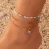 Conjunto de tobilleras de cadena de concha para mujer, pulsera de tobillo en la pierna, pie, joyería de playa de verano 2023 R230614