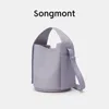 Songmont Ear Series Bucket Feminina Crossbody One Shoulder Trendy New Top Layer Couro Grande Capacidade Mochila Commuter Niche High Sense