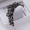 Hochzeit Haarschmuck Barock handgemachte schwarze Kristallperlen Braut Tiaras Krone Diadem Festzug Schleier Tiara Stirnbänder Hochzeit Haarschmuck 230614