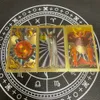 Utomhusspel Aktiviteter Gyllene vackra engelska tarot 12x7cm kort Deck Högkvalitativ guld Big Size Witchcraft Classic för nybörjare med guidebok 230615