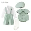 Ensembles de vêtements Printemps Enfants Ensemble Bébé Garçon Fille Gentleman Costume Garçons Vert Festival Fête D'anniversaire Vêtements Boutique Robe 230617