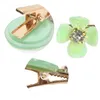 5Pcs/Card Hair Clip Green Color Alloy Hair Clip Spring Style Flower Barrettes For Women Girls Gift Hair Accessories