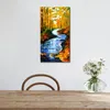 Handmade Landscape Art on Canvas Autumn Stream Vibrant Street Artwork Painting Home Decor