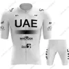 Ensembles de maillots de cyclisme Blanc Ensemble de maillots de cyclisme de l'équipe des Émirats Arabes Unis à manches courtes Été Vêtements pour hommes Chemises de vélo de route Costume Cuissard à bretelles VTT Ropa 230613