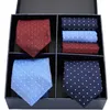 Pacote de gravatas de pescoço caixa de presente gravata masculina skinny rosa pálido seda clássico tecido jacquard gravata longa conjunto de lenço para homens festa de casamento formal 230613