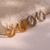 Hoop Huggie Anti-allergique Lumière En Acier Inoxydable Plaqué Or 18K Minimaliste Petite Taille Texture Boucles D'oreilles Créoles En Or Pour Dame 230614