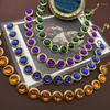 Necklace Earrings Set Selection Of Vintage Sautoir Western Medieval Real Gold Plated Marking Circular Color Glass Chain Clavicle