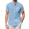 Mäns casual skjortor trendiga cardigan skjorta snabb torkning män kort ärm ren färg tunn stil mångsidig