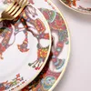 Dinnerware Sets Bone China Dinner Plate Set And Coffee Cup Kit Gold Edge Horse Pattern Western Steak Dishes Flat Tray Saucer