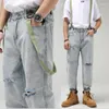 Jeans da uomo Salopette dritta da uomo da uomo Bretelle Pantaloni in denim Moda Allentato Casual