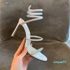 Kvinnors lyxdesigner glider flip flops sandaler kristall serpentin klänningskor sexig sandaler parti hög häl sandal