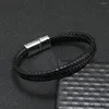 Lien Bracelets Rétro Tissé Bracelet En Cuir Hommes Manchette Magnétique Boucle Bracelet Amitié Simple Kpop Bijoux Cadeau