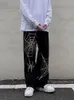 Women's Pants Capris Grunge Punk spider web print Black Women's pants goth Streetwear Oversize Wide Leg Trousers 90s Vintage y2k clothes cargo Pants 230615