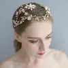 Wedding Hair Jewelry Gold Color Leaf Floral Wedding Tiara Hair Crown Accessories Handmade Bridal Headband Women Party Headpiece 230614