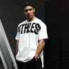 Men's T-Shirts Oversize T-shirt Mens Dropped Shoulder Short Sleeve Fitness T Shirt Men Summer Mesh Loose Gym Clothing Bodybuilding Tops Tees 230615