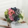 Dried Flowers Artificial Peony Silk White Bouquet Wedding Home Decoration Christmas Living Room Table Arrange DIY Fake Flower