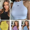 Designer Womens T-Shirt Summer White Tops Tees Crop Top Embroidery Sexy Tank Top Sleeveless Backless Solid Color Vest