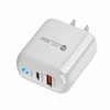 Caricabatterie rapido per telefono cellulare reale PD20W e QC18W USB QC3.0 Dual Ports con luci Adattatore di ricarica rapida di tipo C per iPhone Xiaomi Huawei Samsung Wall Travel Home Charging