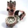 Grinder Metal King Skull Plastic Tobacco Herb Kvarnar Röker tillbehör 3-delad krydda krosshand muller magnet med sifter för