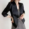 Abiti da donna Birdsky Blazer da donna Office Lady Outwear Giacca da abito occidentale Top 19MM 90,3% Seta di gelso naturale Spandex 2 Colori solidi S-537