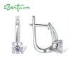 Pendientes de plata SANTUZZA para mujer, Plata de Ley 925 auténtica, Zirconia cúbica blanca brillante, joyería fina 230614